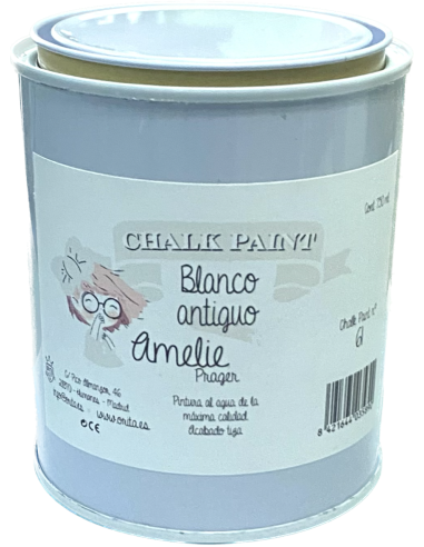 750ml Pintura Tiza Chalk Paint 61 Blanco Antiguo Amelie Prager
