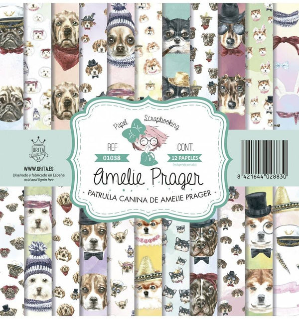 KIT DE PAPEL SCRAPBOOKING PATRULLA CANINA DE AMELIE PRAGER (12 PAPELES)