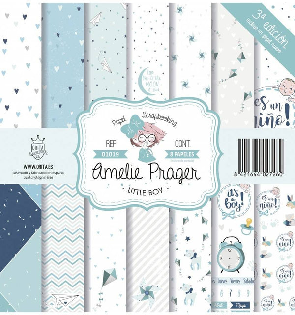 KIT DE PAPEL SCRAPBOOKING LITTLE BOY (SET 8 PAPELES)