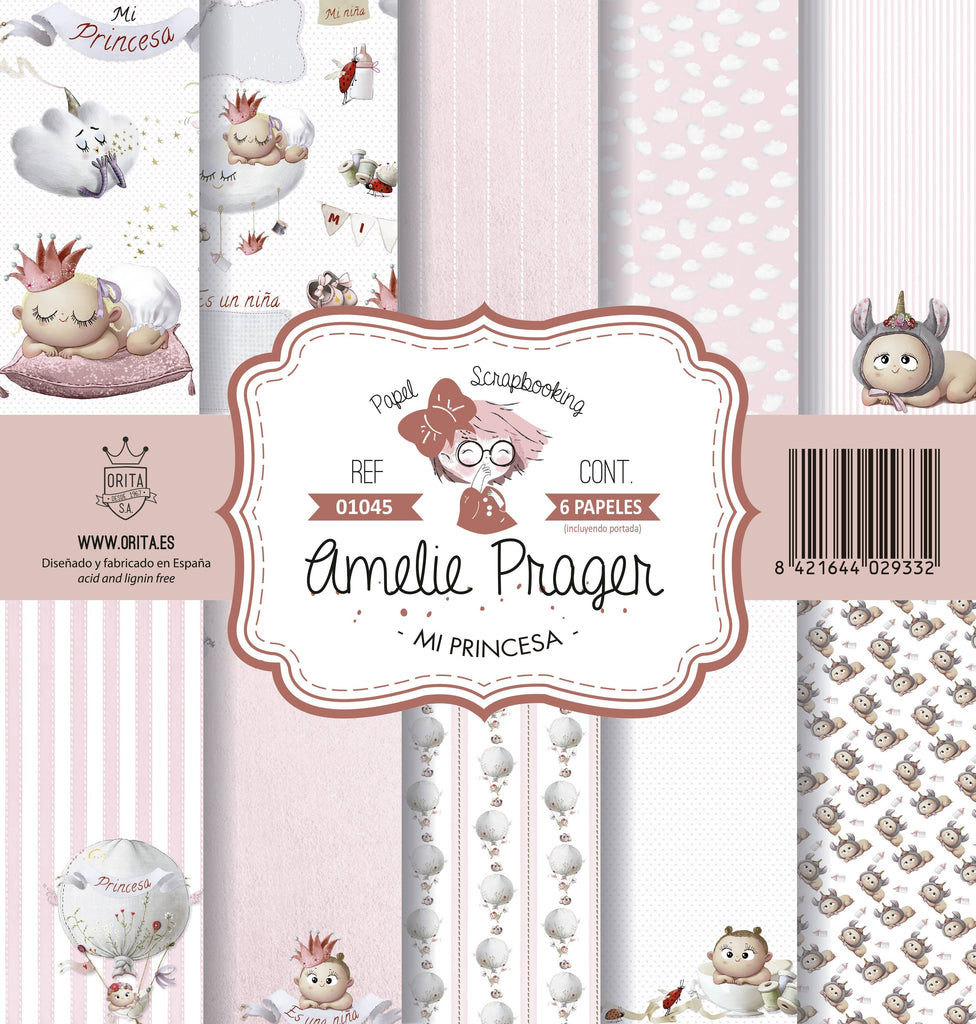 KIT DE PAPEL SCRAPBOOKING MI PRINCESA (6 PAPELES)