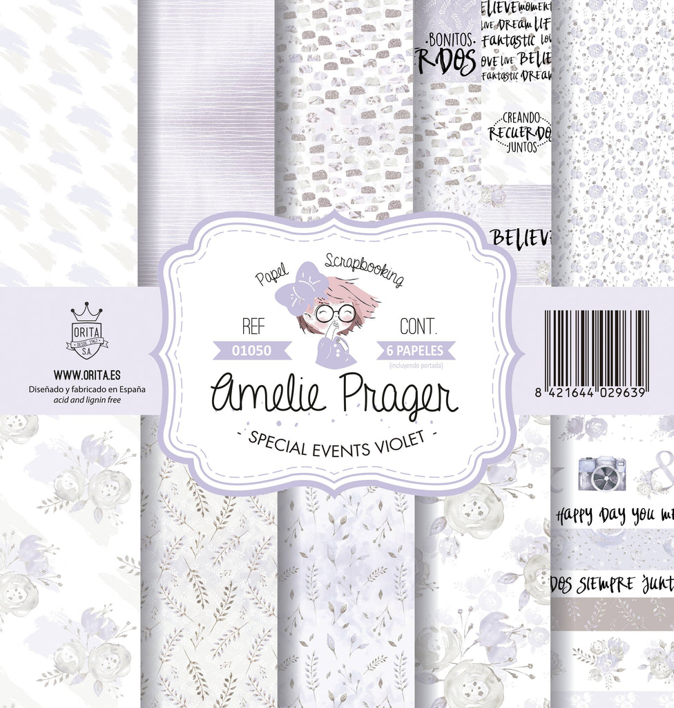 KIT DE PAPEL SCRAPBOOKING SPECIAL EVENTS VIOLET (6 PAPELES)