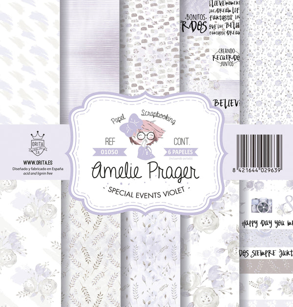 KIT DE PAPEL SCRAPBOOKING SPECIAL EVENTS VIOLET (6 PAPELES)