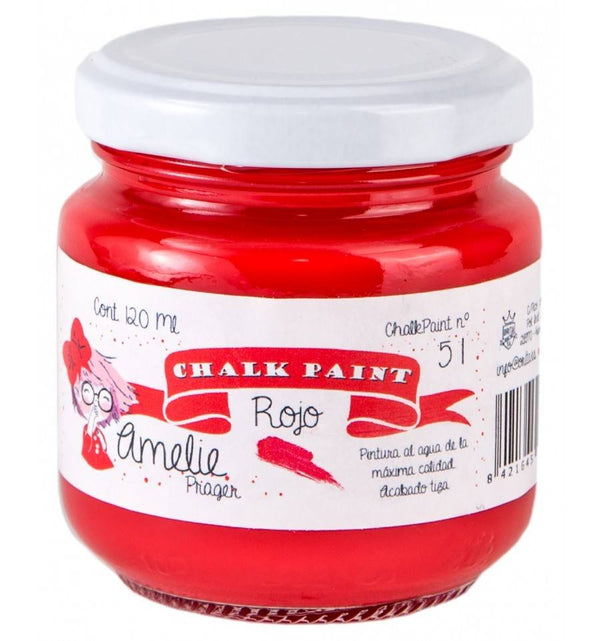 120ml Pintura Tiza Chalk Paint 51 Rojo Amelie Prager