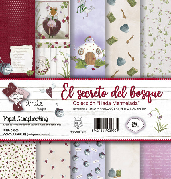 KIT DE PAPEL SCRAPBOOKING HADA MERMELADA (SET 6 PAPELES)