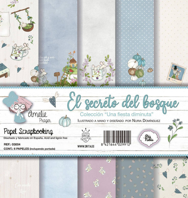 KIT DE PAPEL SCRAPBOOKING UNA FIESTA DIMINUTA (6 PAPELES)