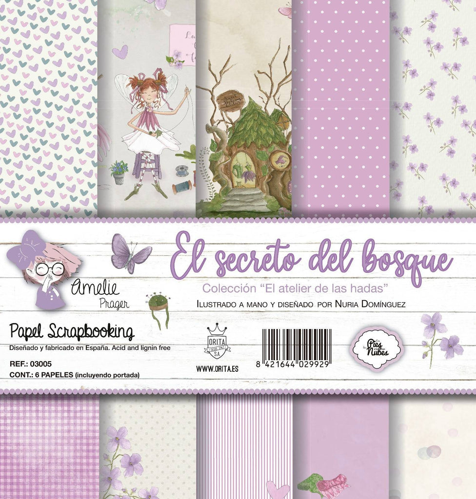 KIT DE PAPEL SCRAPBOOKING EL ATELIER DE LAS HADAS (6 PAPELES)