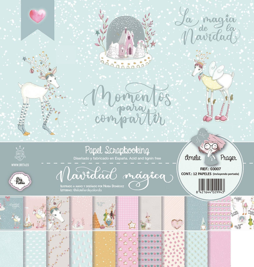 KIT DE PAPEL SCRAPBOOKING NAVIDAD MAGICA (12 PAPELES)