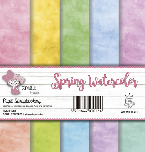 KIT DE PAPEL SCRAPBOOKING SPRING WATERCOLOR (SET 6 PAPELES)