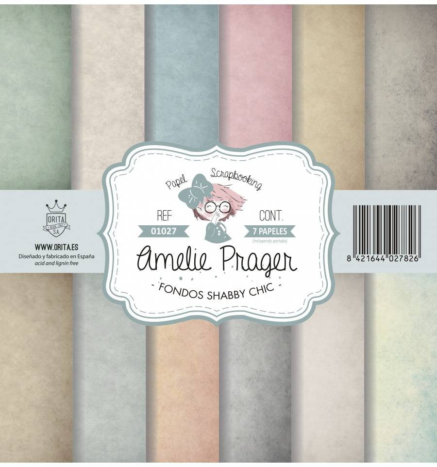 KIT DE PAPEL SCRAPBOOKING FONDOS SHABBY CHIC (SET 7 PAPELES)