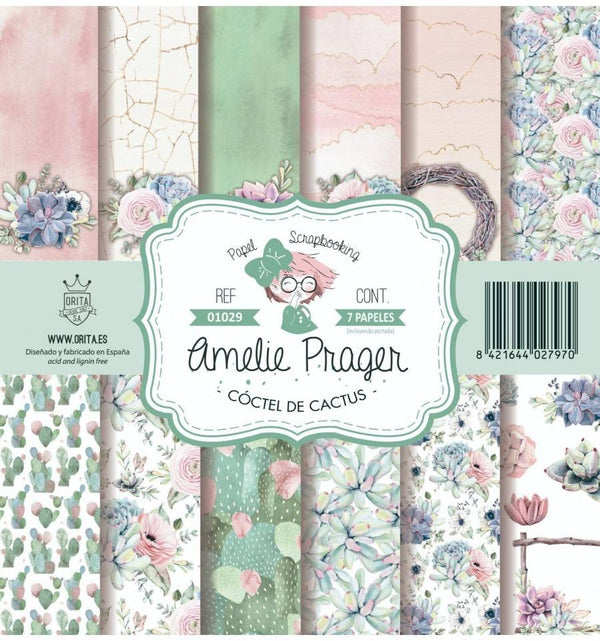 KIT DE PAPEL SCRAPBOOKING  CACTUS (SET 7 PAPELES)