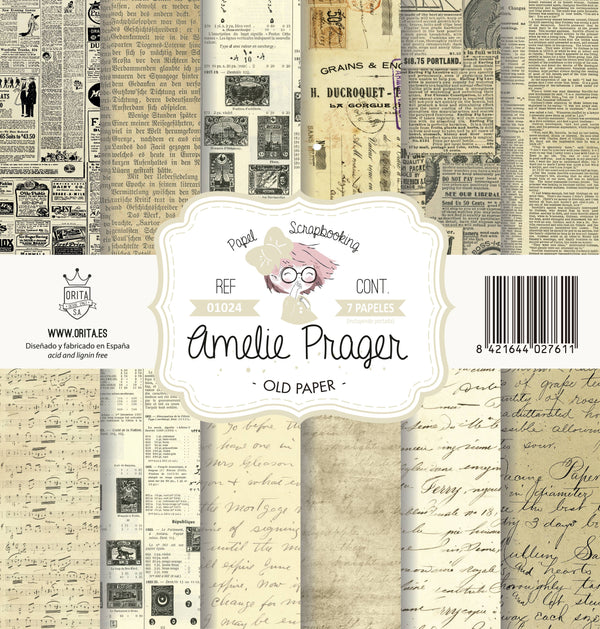 KIT DE PAPEL SCRAPBOOKING OLD PAPER (SET 7 PAPELES)