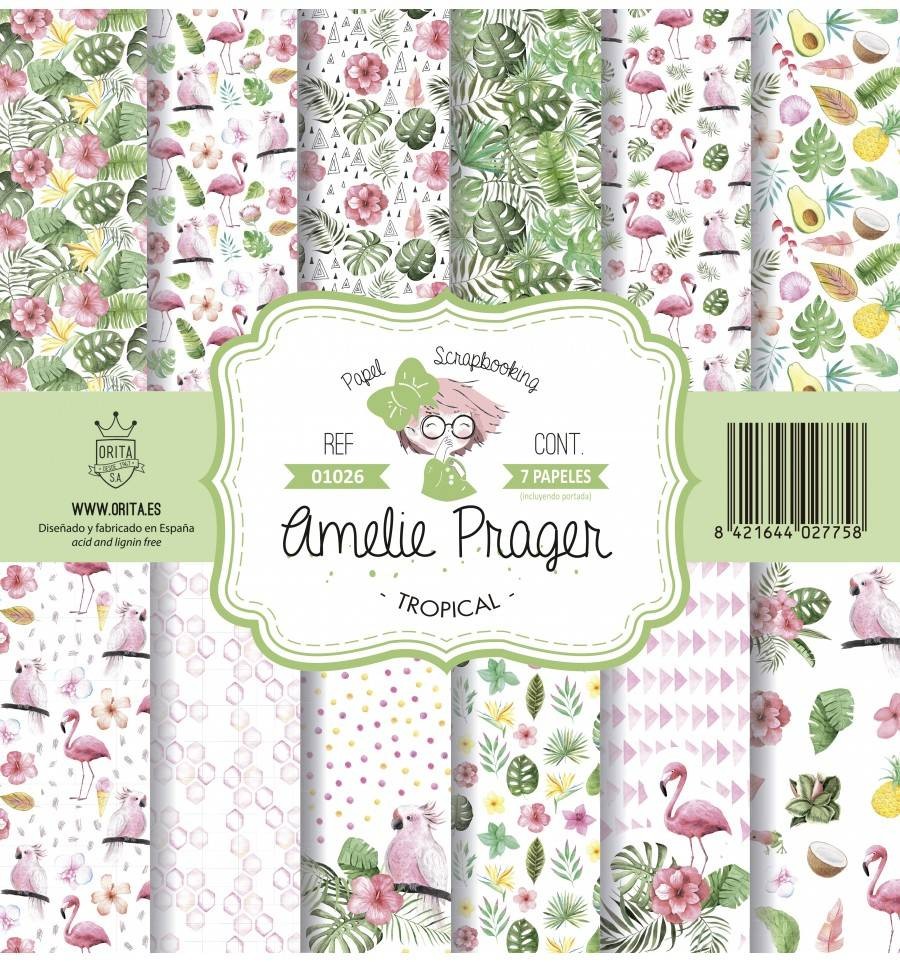 KIT DE PAPEL SCRAPBOOKING TROPICAL (SET 7 PAPELES)