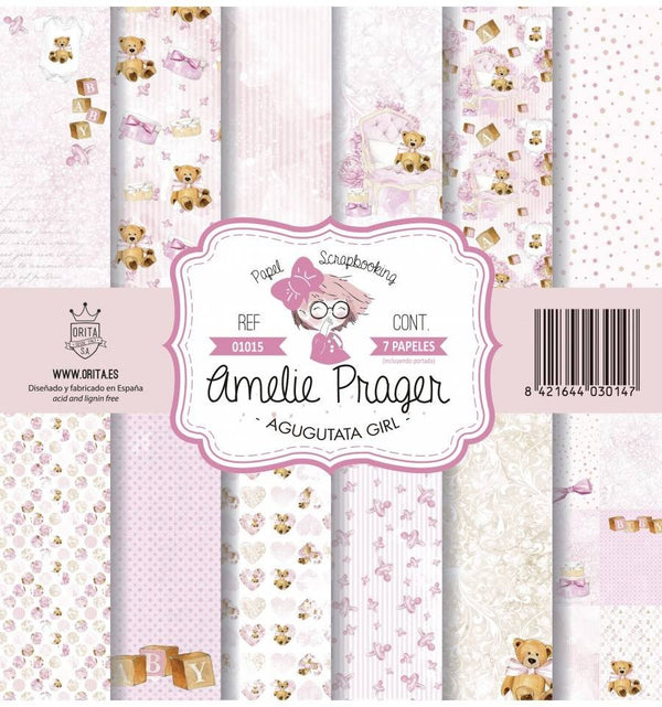 KIT DE PAPEL SCRAPBOOKING AGUGUTATA GIRL (SET 7 PAPELES)