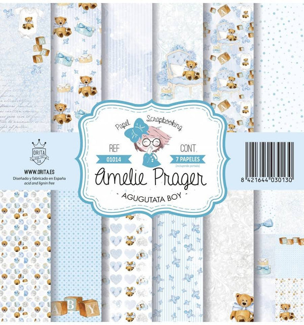 KIT DE PAPEL SCRAPBOOKING AGUGUTATA BOY (SET 7 PAPELES)