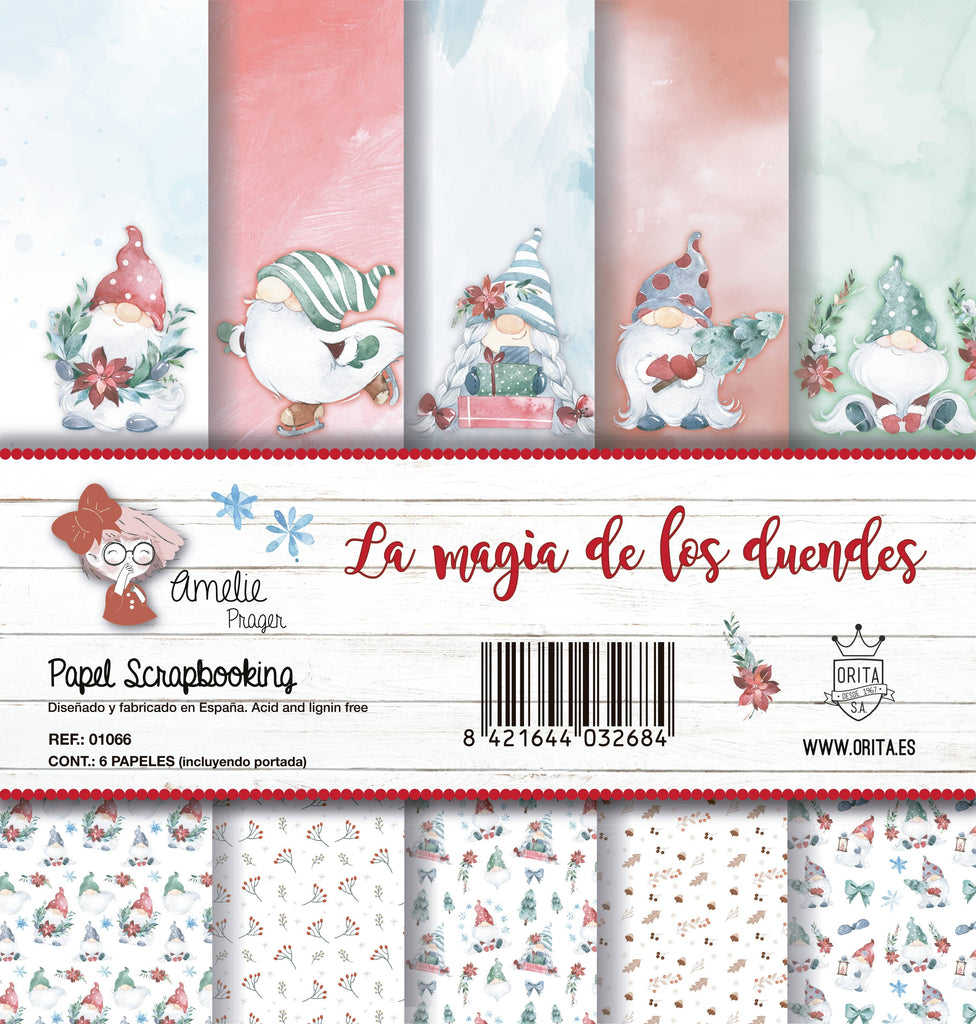 KIT DE PAPEL SCRAPBOOKING LA MAGIA DE LOS DUENDES (SET 6 PAPELES)