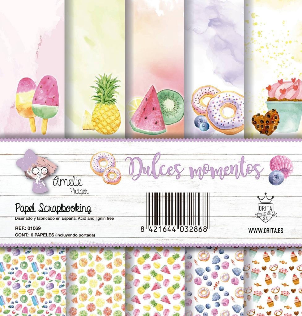 KIT DE PAPEL SCRAPBOOKING DULCES MOMENTOS (SET 6 PAPELES)