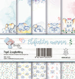 KIT DE PAPEL SCRAPBOOKING ELEFANTITOS AMOROSOS (SET 6 PAPELES)