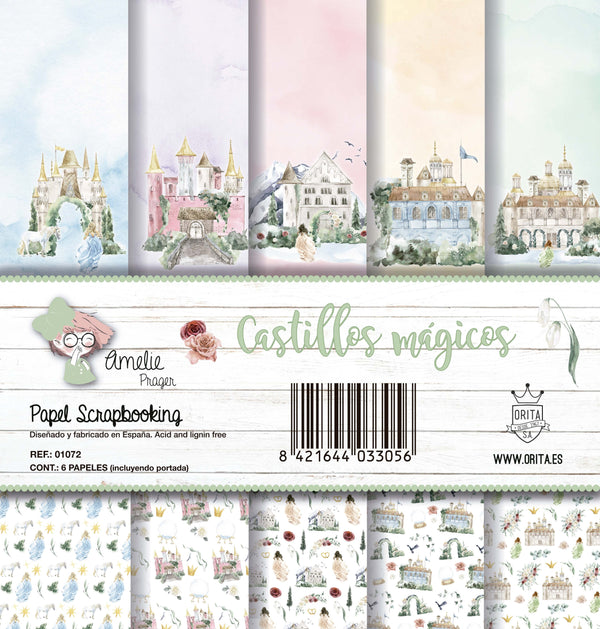 KIT DE PAPEL SCRAPBOOKING CASTILLOS MÁGICOS (6 PAPELES)