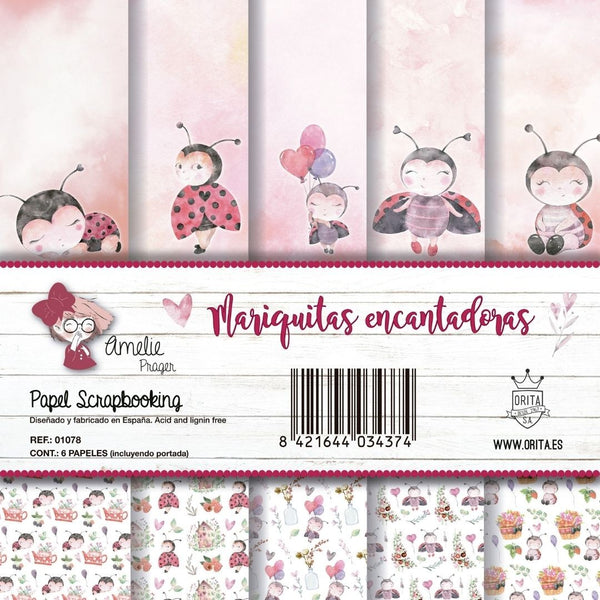 KIT DE PAPEL SCRAPBOOKING MARIQUITAS ENCANTADORAS (6 PAPELES)