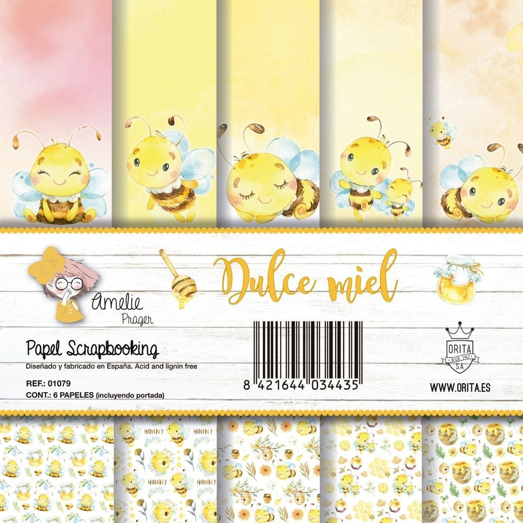 KIT DE PAPEL SCRAPBOOKING DULCE MIEL (6 PAPELES)