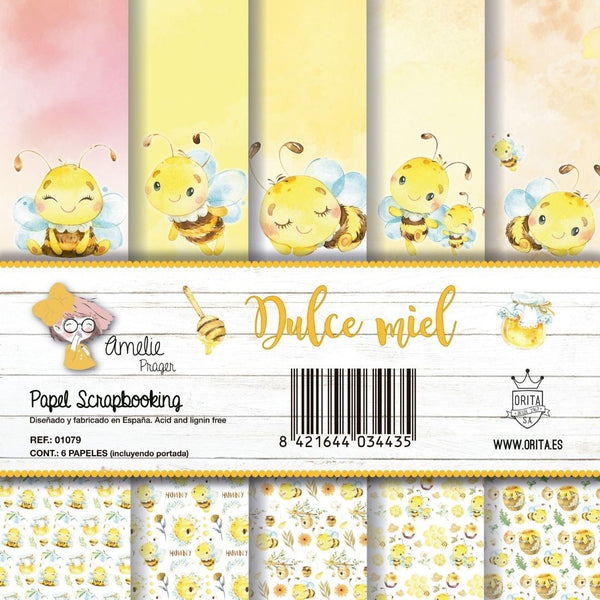 KIT DE PAPEL SCRAPBOOKING DULCE MIEL (6 PAPELES)