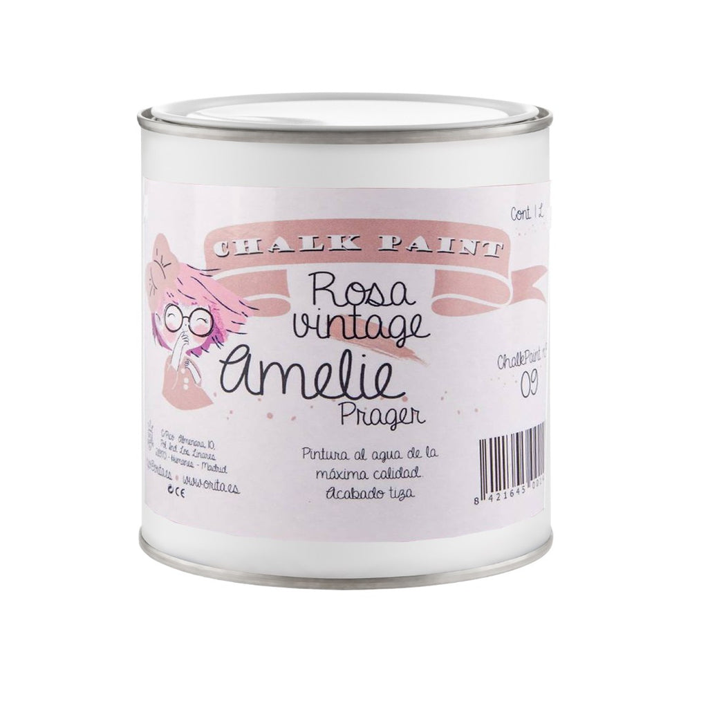 500ml Pintura Tiza Chalk Paint 09 Rosa Vintage Amelie Prager