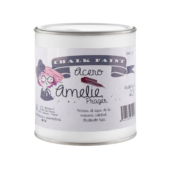 500ml Pintura Tiza Chalk Paint 23 Acero Amelie Prager