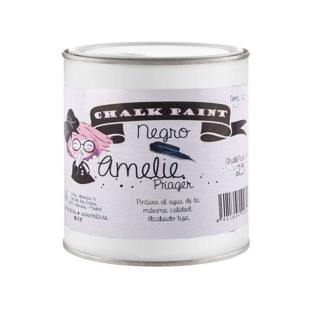 500ml Pintura Tiza Chalk Paint 25 Negro Amelie Prager