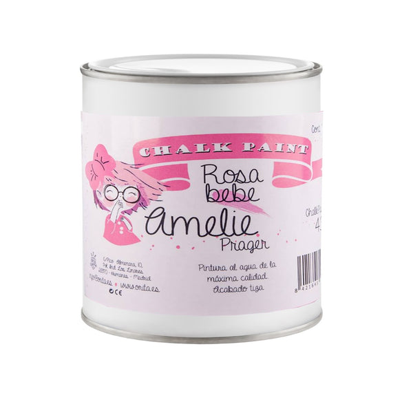 500ml Pintura Tiza Chalk Paint 43 rosa bebé Amelie Prager