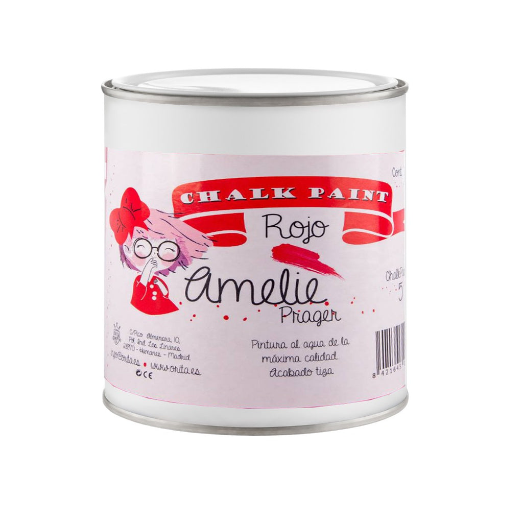 500ml Pintura Tiza Chalk Paint 51 Rojo Amelie Prager