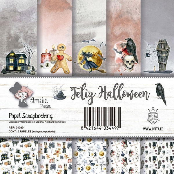 KIT DE PAPEL SCRAPBOOKING FELIZ HALLOWEEN (6 PAPELES)