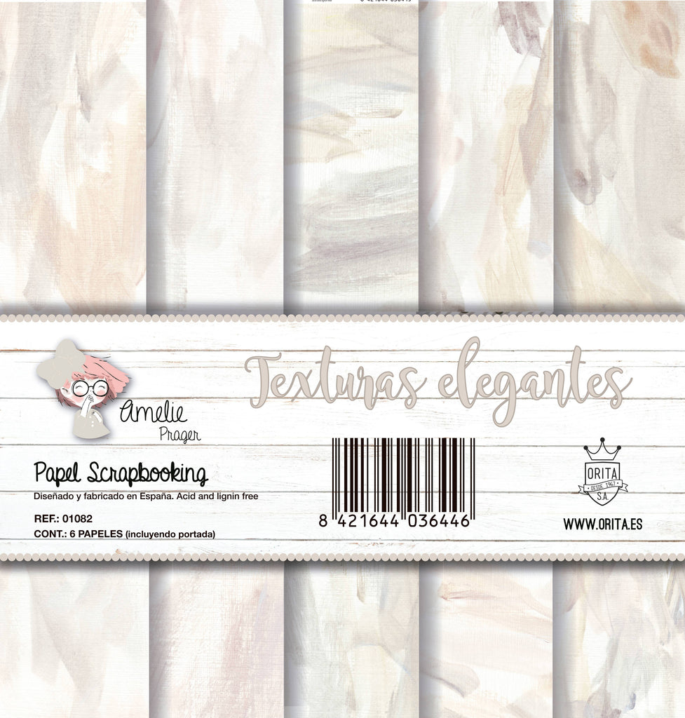 KIT DE PAPEL SCRAPBOOKING TEXTURAS ELEGANTES (6 PAPELES)