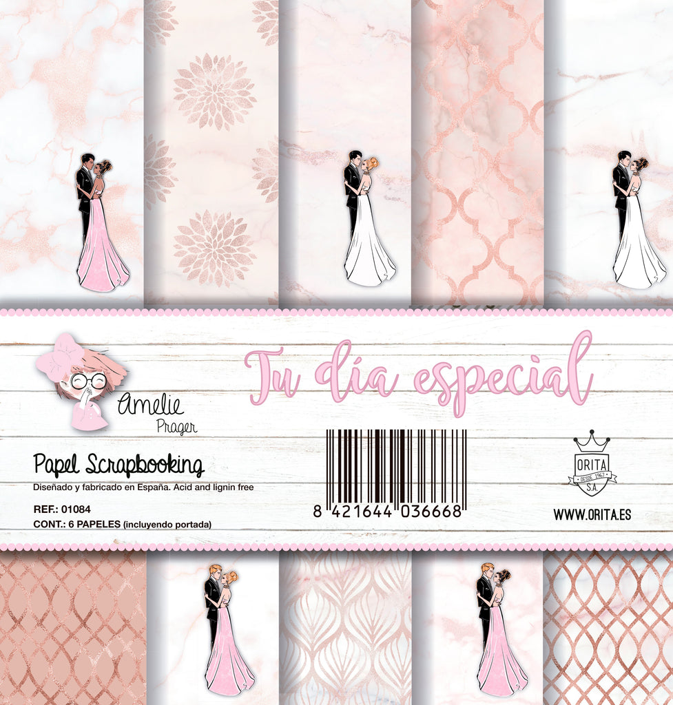 KIT DE PAPEL SCRAPBOOKING TU DÍA ESPECIAL (6 PAPELES)