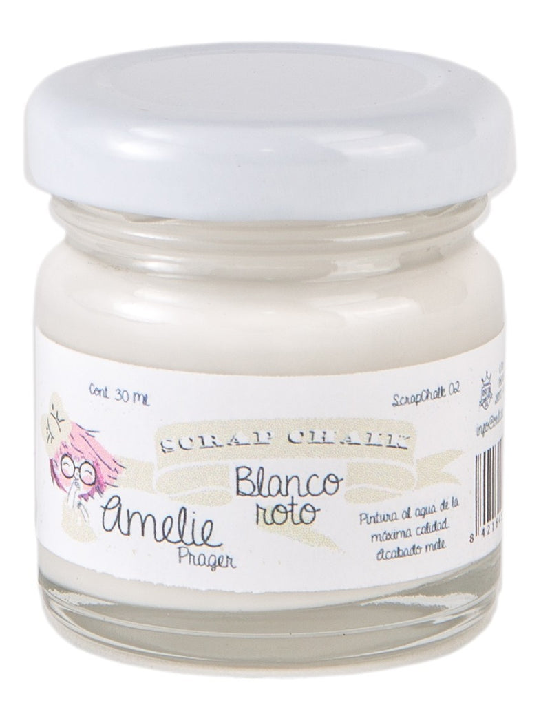 30ml Pintura Tiza Chalk Paint 02 Blanco Roto Amelie Prager