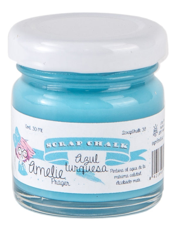 30ml Pintura Tiza Chalk Paint 39 Azul Turquesa Amelie Prager