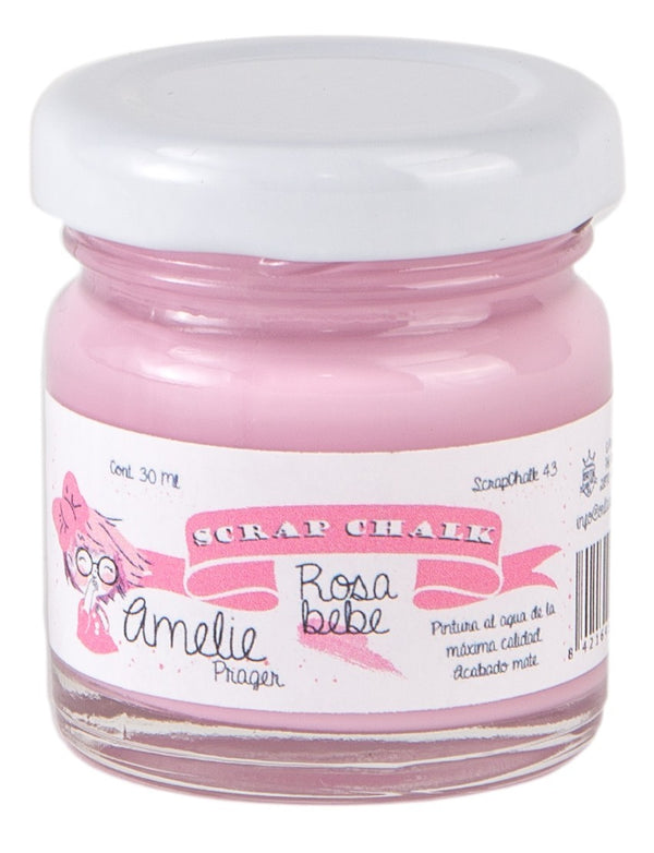 30ml Pintura Tiza Chalk Paint 43 Rosa Bebe Amelie Prager