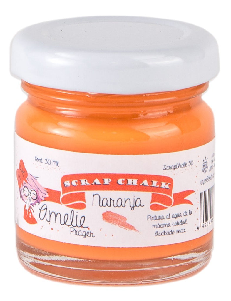 30ml Pintura Tiza Chalk Paint 50 Naranja Amelie Prager