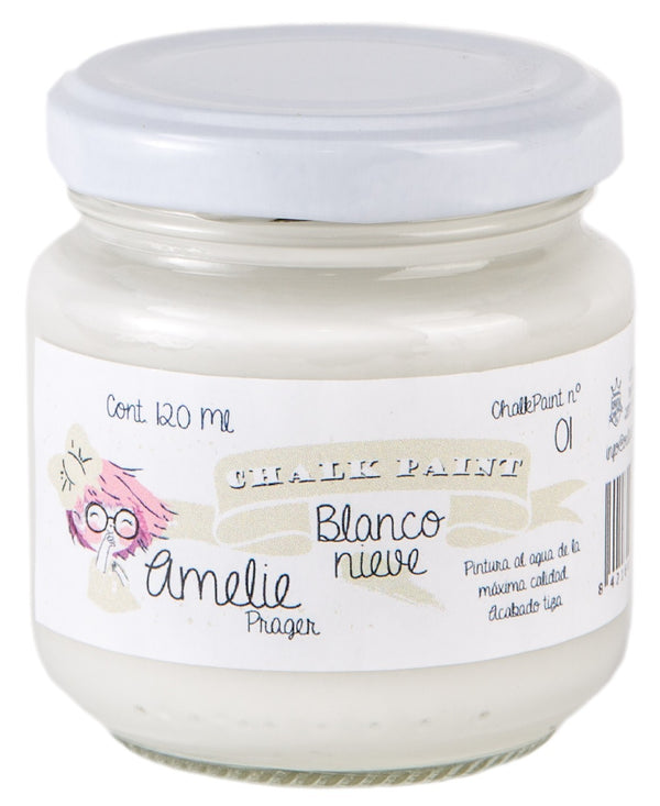 120ml Pintura Tiza Chalk Paint 01 Blanco Nieve Amelie Prager