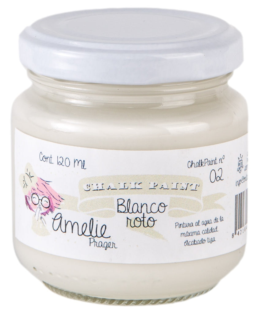 120ml Pintura Tiza Chalk Paint 02 Blanco Roto Amelie Prager