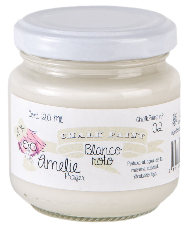 120ml Pintura Tiza Chalk Paint 02 Blanco Roto Amelie Prager