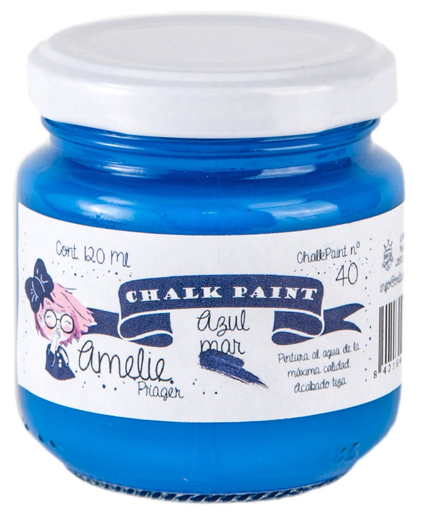 120ml Pintura Tiza Chalk Paint 40 Azul mar Amelie Prager