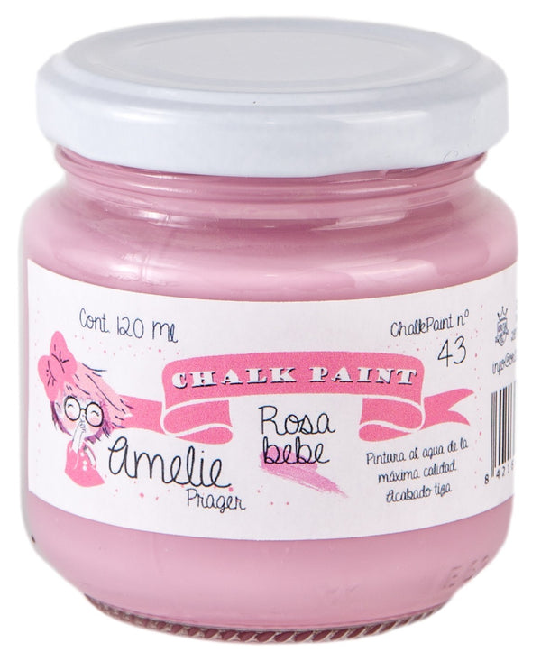 120ml Pintura Tiza Chalk Paint 43 Rosa bebe Amelie Prager