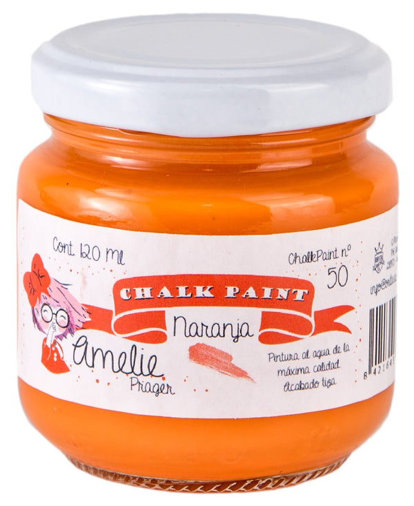 120ml Pintura Tiza Chalk Paint 50 Naranja Amelie Prager