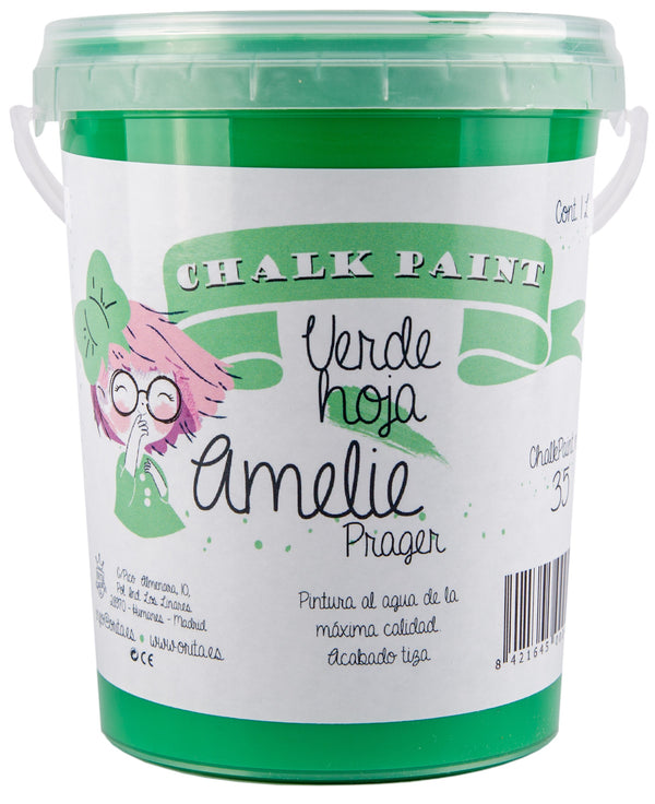 1 Litro Pintura Tiza Chalk Paint 35 Verde Hoja Amelie Prager