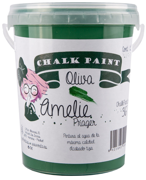 1 Litro Pintura Tiza Chalk Paint 36 Oliva Amelie Prager