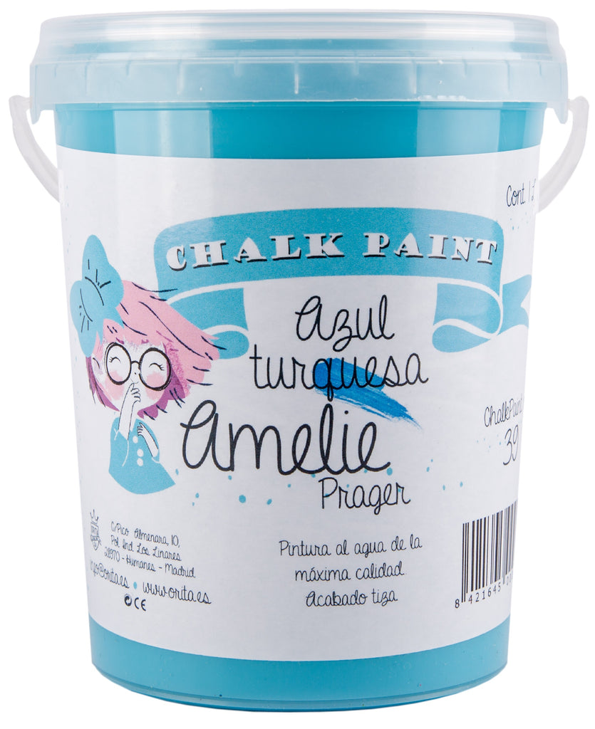 1 Litro Pintura Tiza Chalk Paint 39 Azul Turquesa Amelie Prager