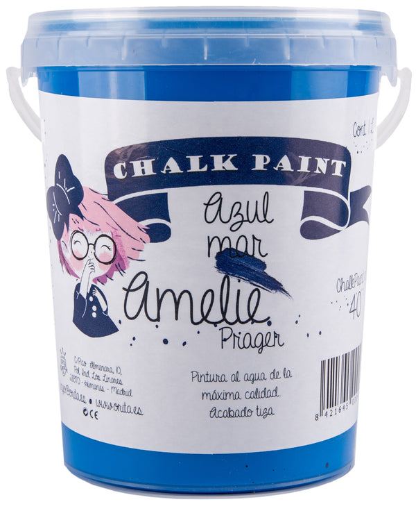 1 Litro Pintura Tiza Chalk Paint 40 Azul Mar Amelie Prager