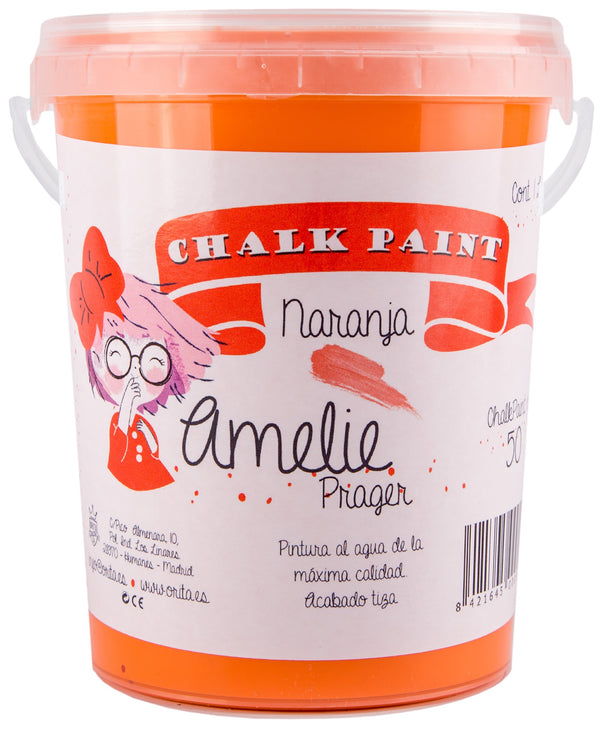 1 Litro Pintura Tiza Chalk Paint 50 Naranja Amelie Prager