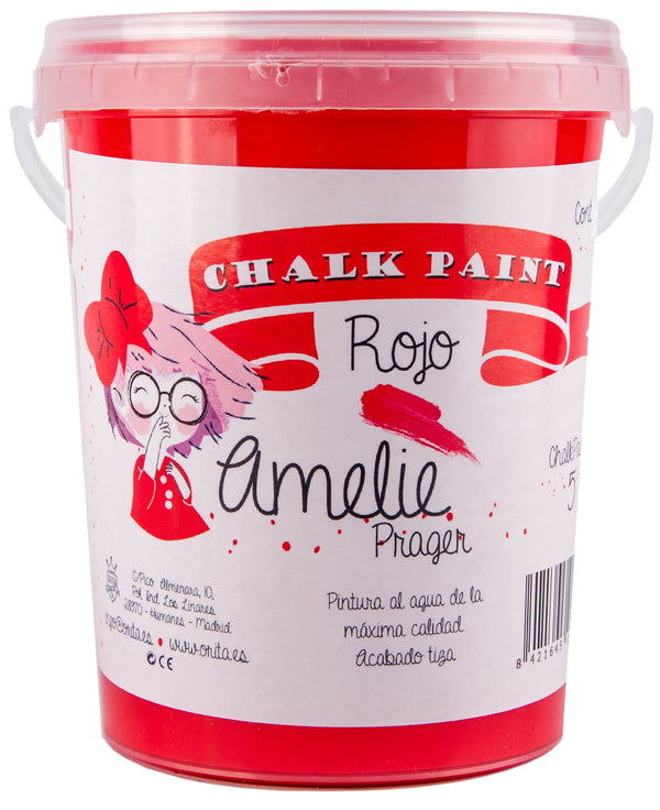 1 Litro Pintura Tiza Chalk Paint 51 Rojo Amelie Prager