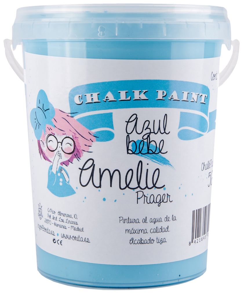 1 Litro Pintura Tiza Chalk Paint 56 Azul Bebé Amelie Prager